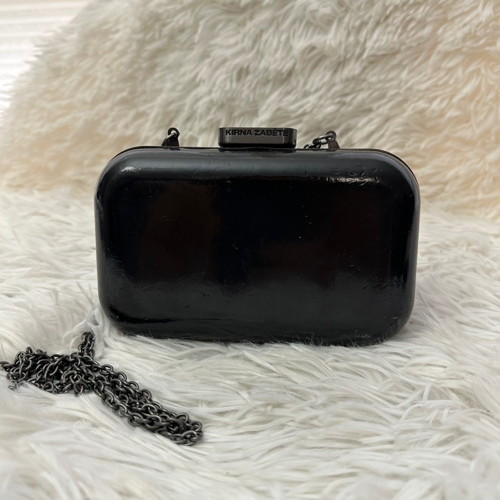 Kirna Zabete for Target Black Hard Case Clutch With Chain Strap Evening‎ Purse
